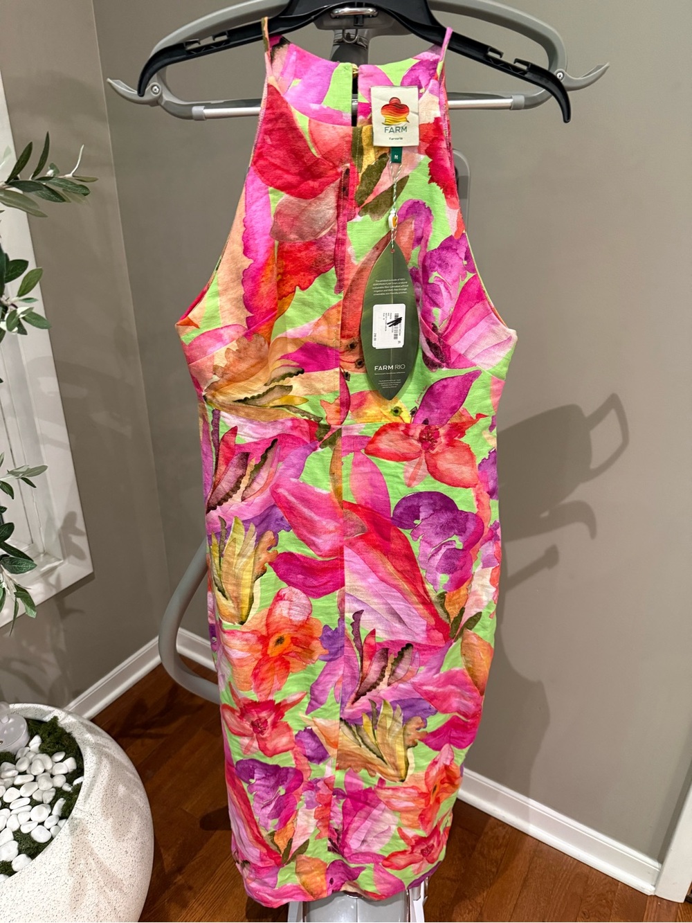 Farm Rio Artsy Flora linen mide dress - Picture 3 of 6